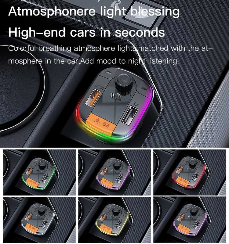 „Yesido“ FM siųstuvas Y45 MP3, „Bluetooth“ - 2xUSB + C tipo + „Micro SD“ - QC 18W PD 20W juodas