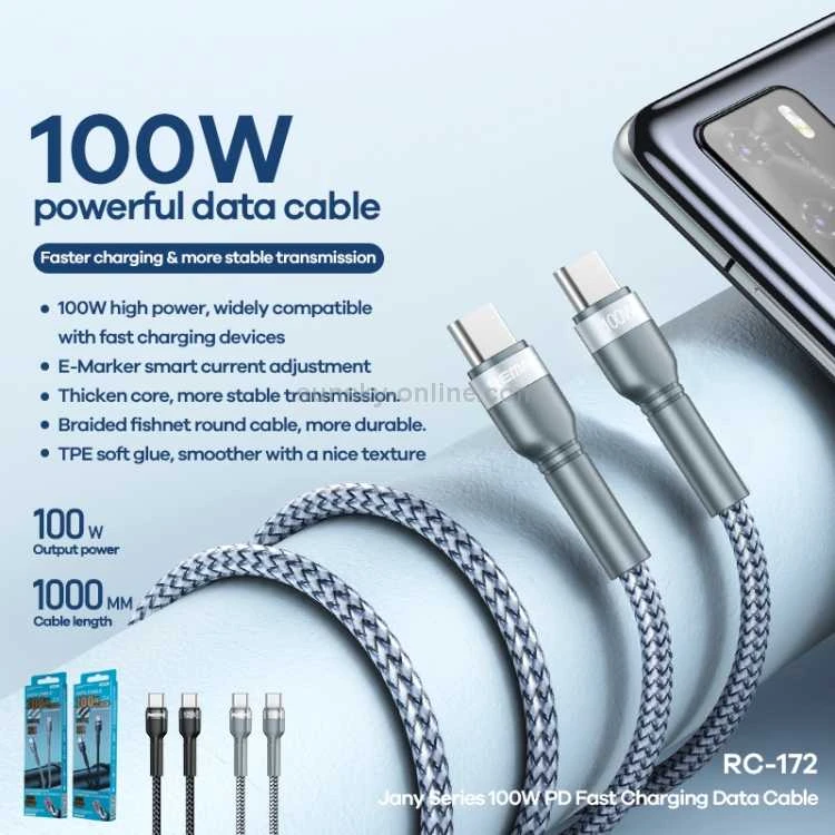 Kab.Remax Jany C to C RC-172 100W 1M Fast Charging