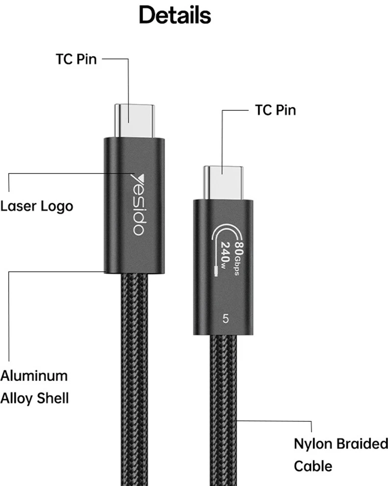 Kab.Yesido CA211 Thunderbolt 5 1 m