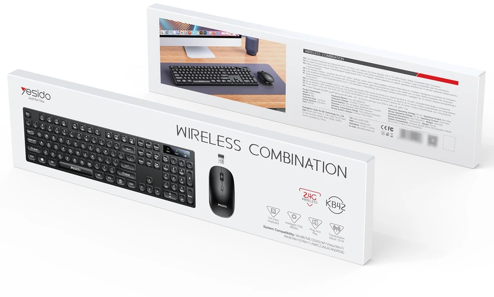 Klaviatūra ir pelė Yesido KB42 Wireless 2.4G USB juoda