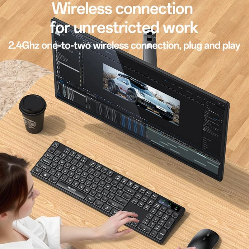 Klaviatūra ir pelė Yesido KB42 Wireless 2.4G USB juoda