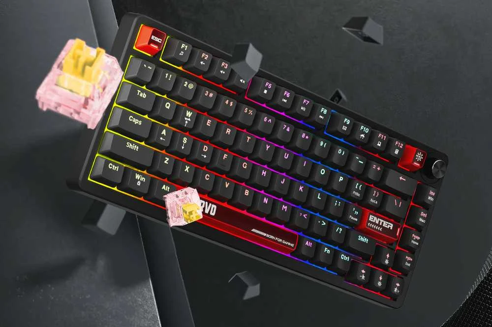 MARVO KG936 Arma 82 RGB Laidinė žaidimų klaviatūra | Juoda, 75%