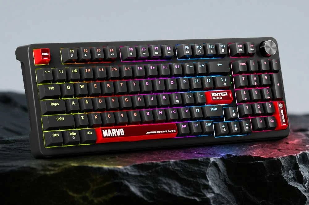 MARVO KG937 Arma 98 RGB Laidinė žaidimų klaviatūra | Juoda, 98%