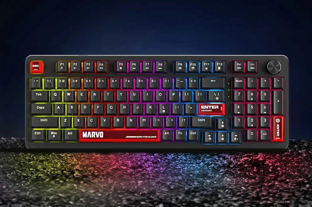 MARVO KG937 Arma 98 RGB Laidinė žaidimų klaviatūra | Juoda, 98%
