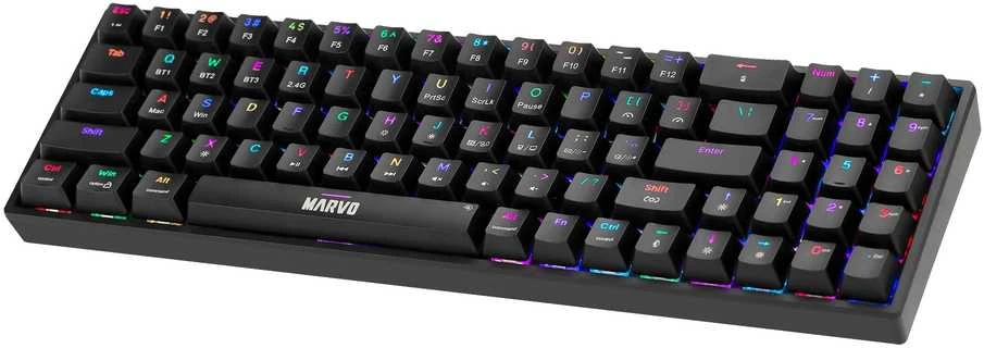 Marvo KG956W Shogo 78W belaidė žaidimų klaviatūra raudoni switchai juoda