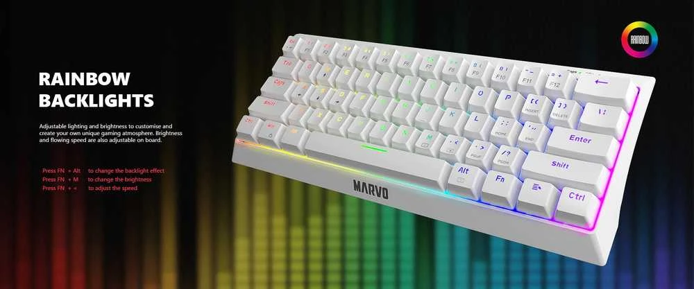 Klaviatūra Marvo KG962 RGB (Balta)