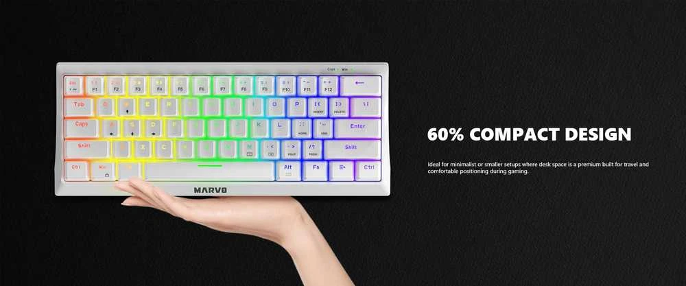 Klaviatūra Marvo KG962 RGB (Balta)