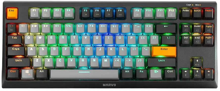 Marvo KG980B TKL mechaninė klaviatūra su RGB (Hot-Swap, US, Mėlyna switch)