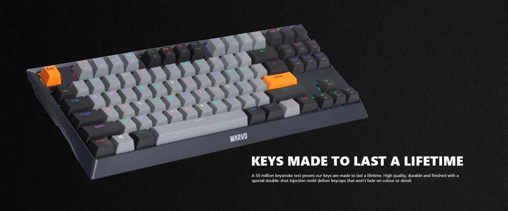 Marvo KG980B TKL mechaninė klaviatūra su RGB (Hot-Swap, US, Mėlyna switch)