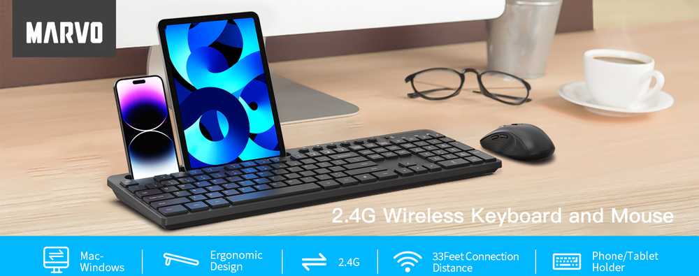 Klaviatūra Marvo KC411W belaidės pelės ir klaviatūros komplektas