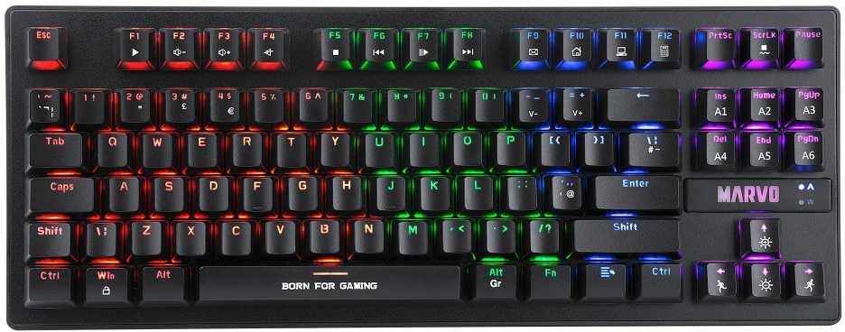 Marvo KG901C TKL 80% laidinė mechaninė klaviatūra su RGB (US, Mėlyna switch)