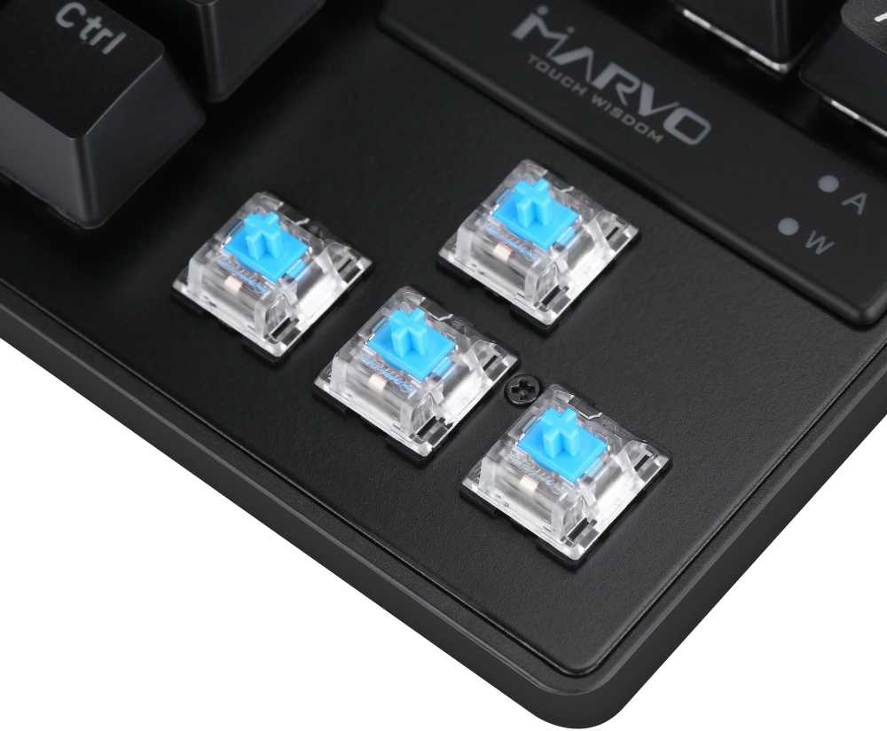 Marvo KG901C TKL 80% laidinė mechaninė klaviatūra su RGB (US, Mėlyna switch)
