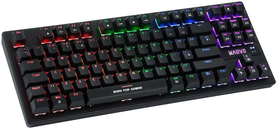 Marvo KG901C TKL 80% laidinė mechaninė klaviatūra su RGB (US, Mėlyna switch)