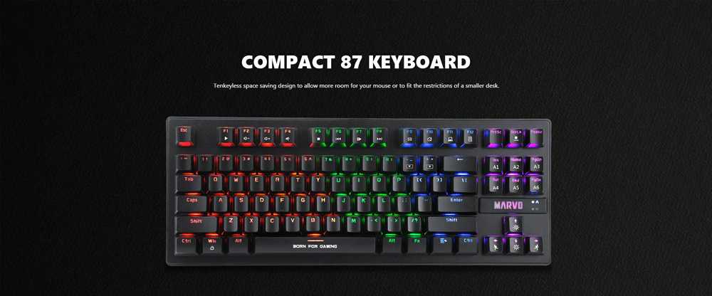 Marvo KG901C TKL 80% laidinė mechaninė klaviatūra su RGB (US, Mėlyna switch)