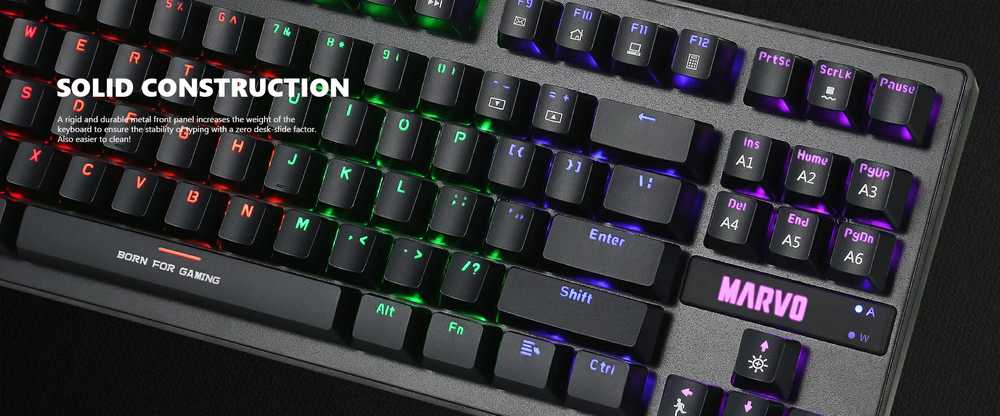 Marvo KG901C TKL 80% laidinė mechaninė klaviatūra su RGB (US, Mėlyna switch)