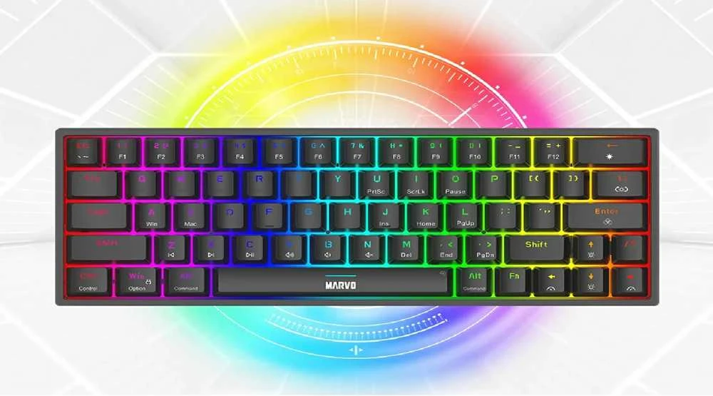 Marvo KG955W Shogo 63W belaidė žaidimų klaviatūra raudoni switchai juoda
