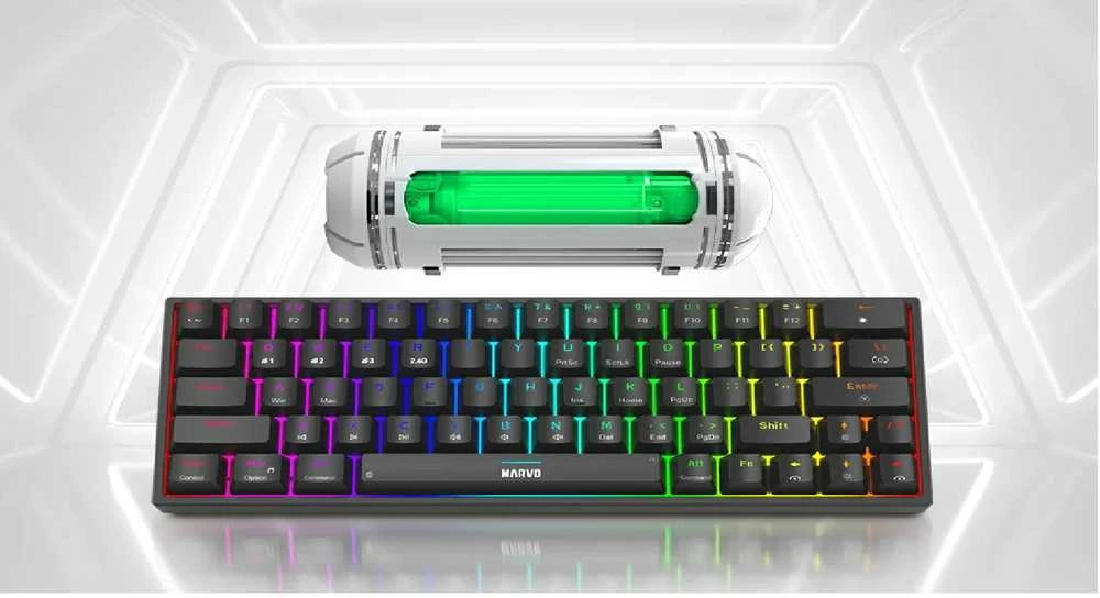 Marvo KG955W Shogo 63W belaidė žaidimų klaviatūra raudoni switchai juoda