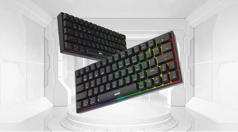 Marvo KG955W Shogo 63W belaidė žaidimų klaviatūra raudoni switchai juoda
