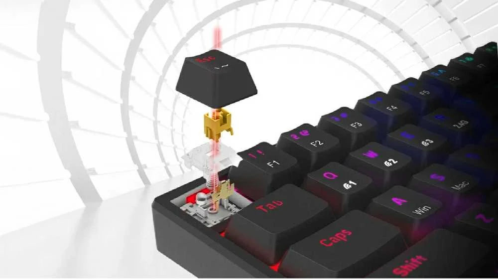 Marvo KG955W Shogo 63W belaidė žaidimų klaviatūra raudoni switchai juoda