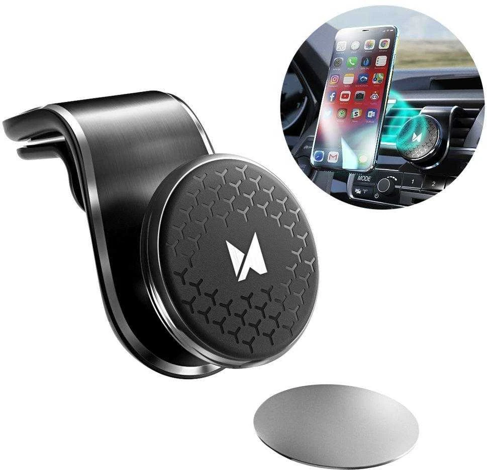 Wozinsky magnetinis telefono laikiklis oro grotelėms 360 juodos spalvos (WMH-03)