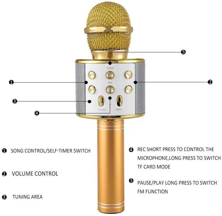 Mikrofonas Royal Song WS-858 auksinis