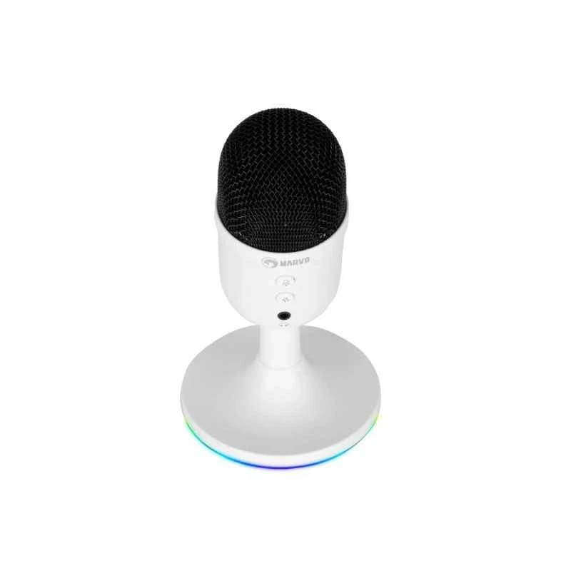 Marvo MIC-06 RGB baltas laidinis mikrofonas |USB