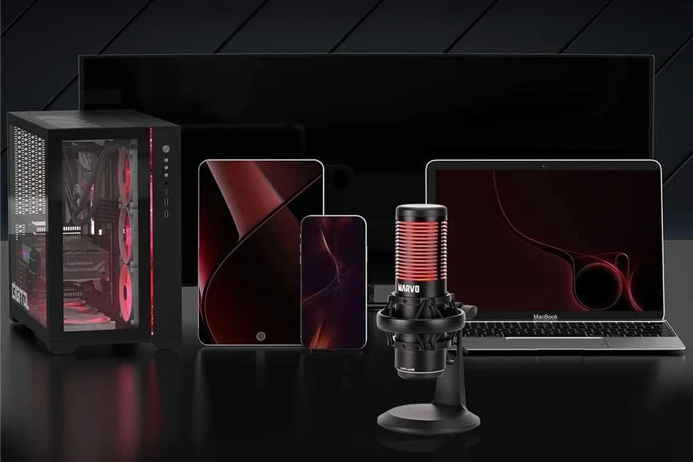Marvo MIC-07 RGB baltas laidinis mikrofonas |USB