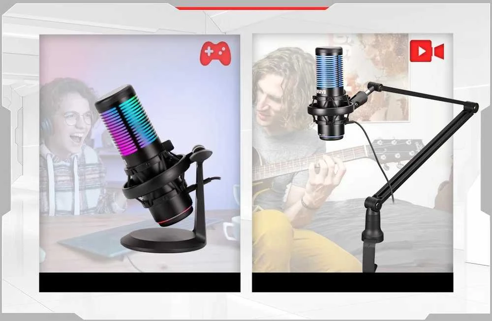 Marvo MIC-07 RGB baltas laidinis mikrofonas |USB