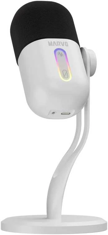 Marvo MIC-08 RGB baltas laidinis mikrofonas |USB