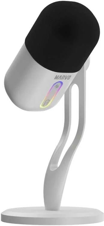 Marvo MIC-08 RGB baltas laidinis mikrofonas |USB