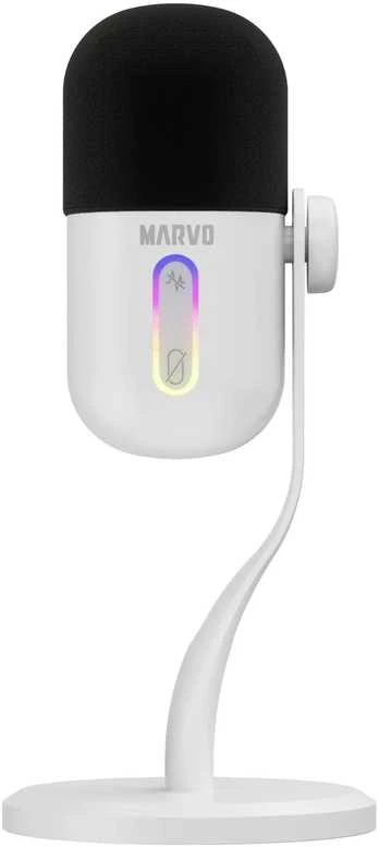 Marvo MIC-08 RGB baltas laidinis mikrofonas |USB