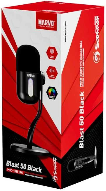 Marvo MIC-08 RGB juodas laidinis mikrofonas |USB