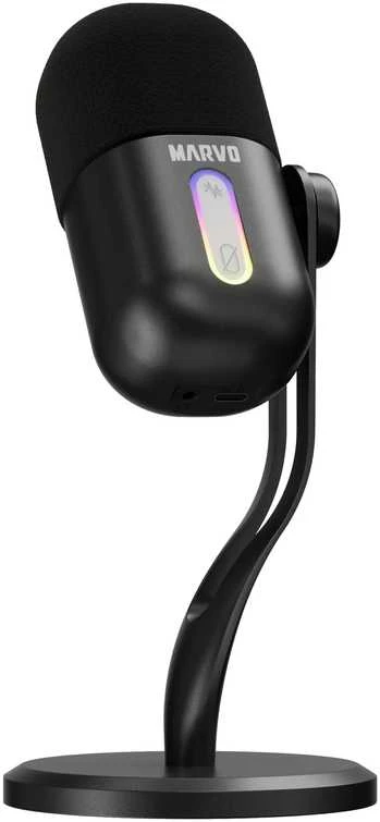 Marvo MIC-08 RGB juodas laidinis mikrofonas |USB