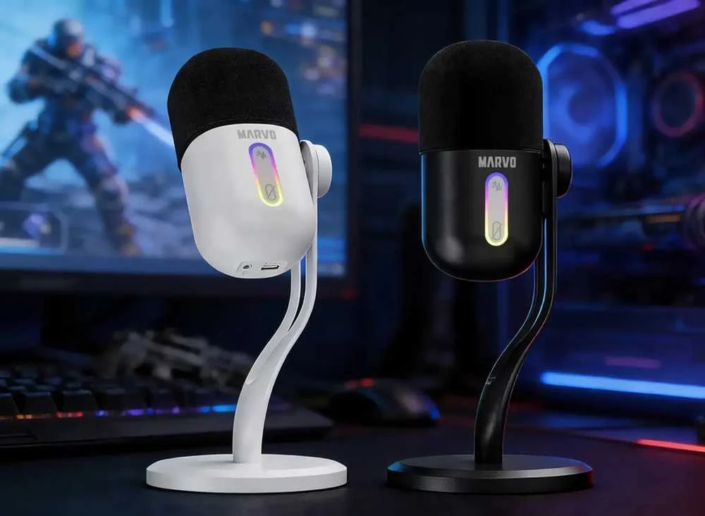 Marvo MIC-08 RGB juodas laidinis mikrofonas |USB