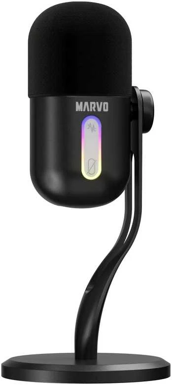 Marvo MIC-08 RGB juodas laidinis mikrofonas |USB