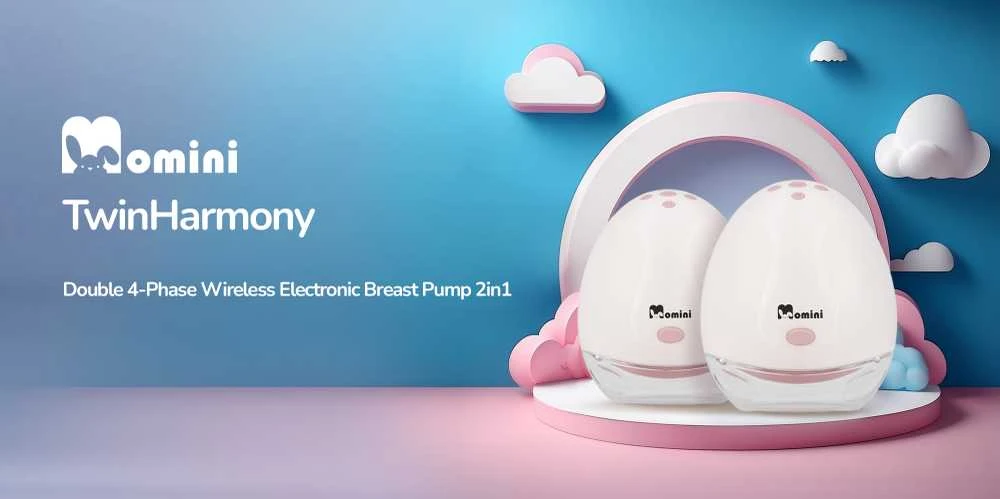 „Momini Double HandsFree“ belaidis elektrinis Pientraukis „TwinHarmony“
