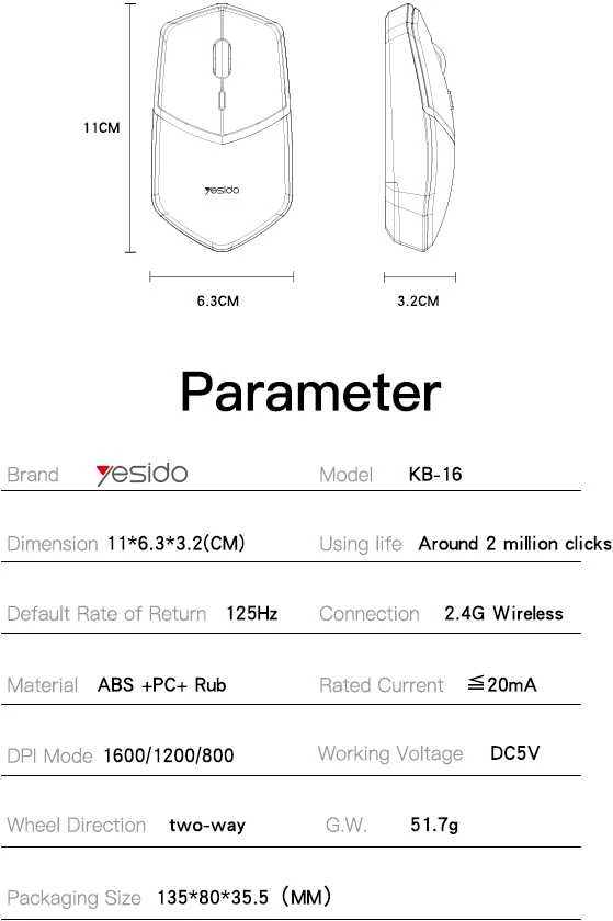 Yesido pelė kompiuteriui KB16 wireless juodas