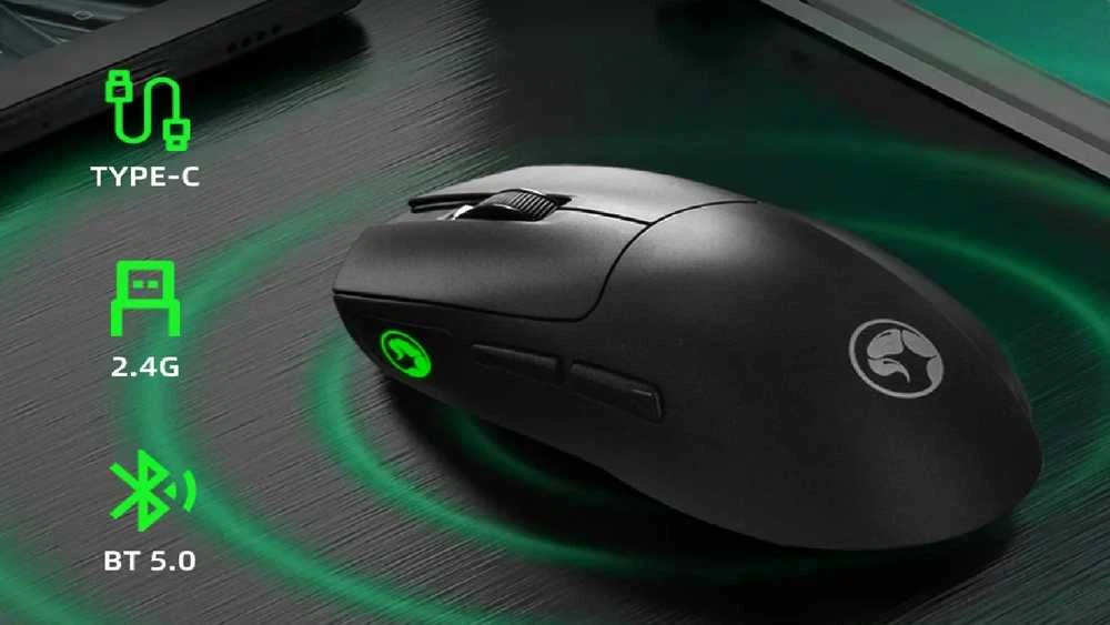 MARVO Niro 320 G867W Belaidė Pelė | BT, 2.4G | 8000 DPI | Juoda