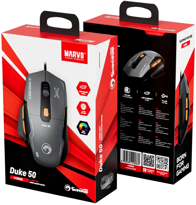 Marvo M368 BK Duke 50 su laidu žaidimų pelė