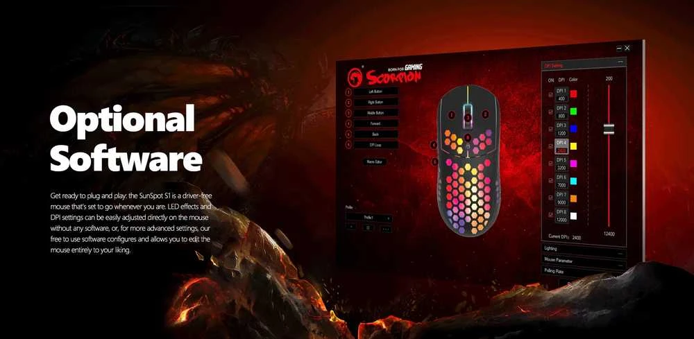 Marvo G961 RGB juoda pelė su laidu | 12000 DPI