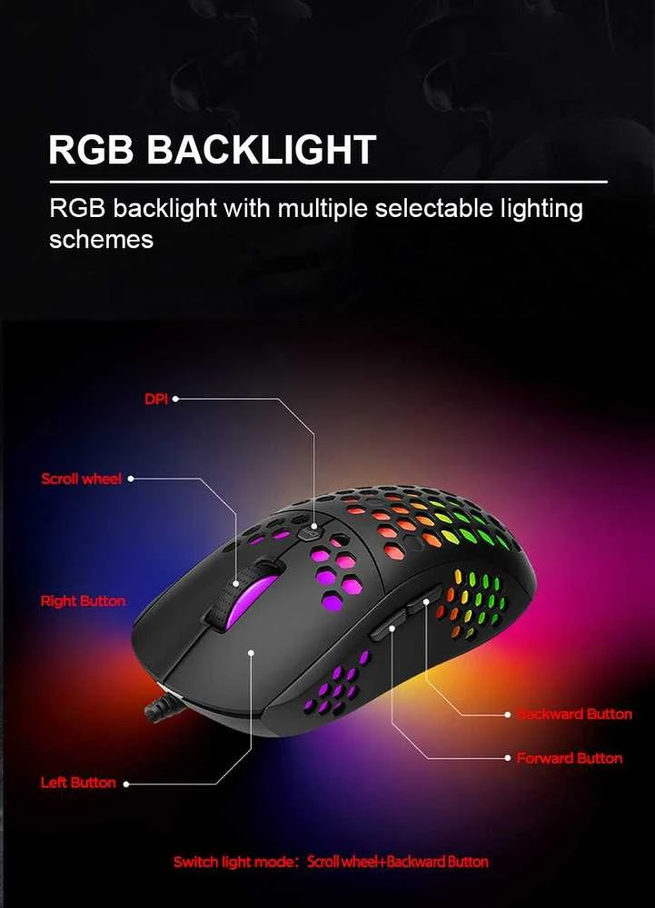 Marvo G961 RGB juoda pelė su laidu | 12000 DPI