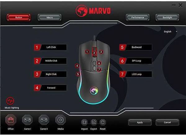 Pelė Laid.žaid.pel.Marvo M358 RGB juoda