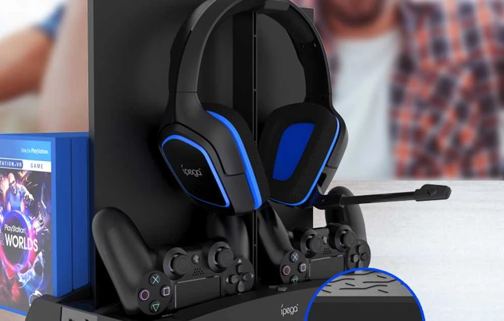 Daugiafunkcis stovas iPega PG-P4009 skirtas PS4 ir priedams - juodas