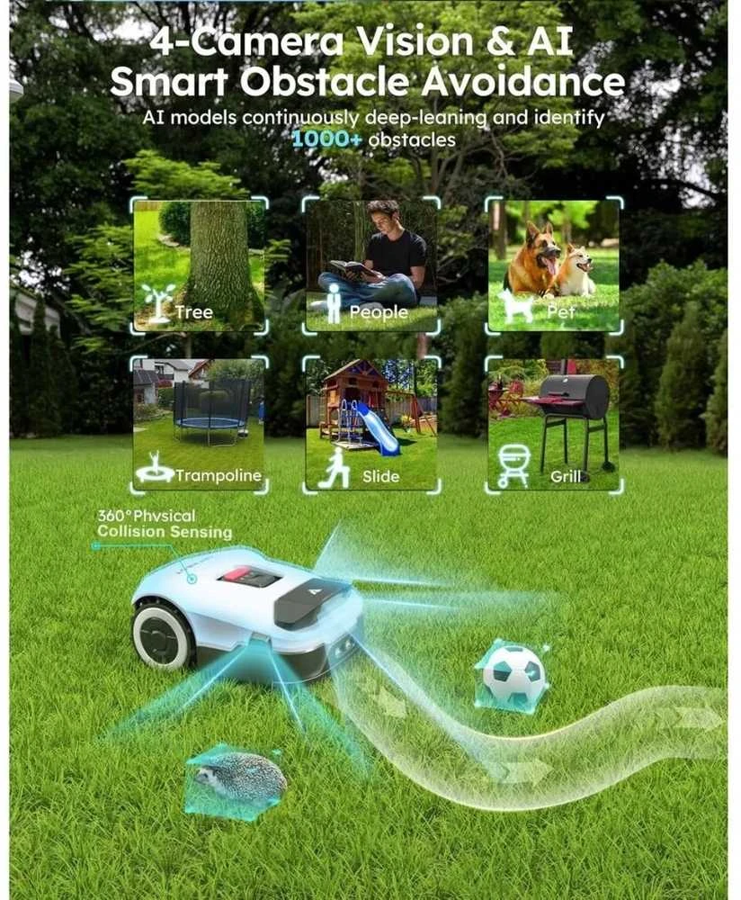 Vejos pjovimo robotas Anthbot Genie 800 1500 m², AI, RTK GPS, 3D kamera, IPX6