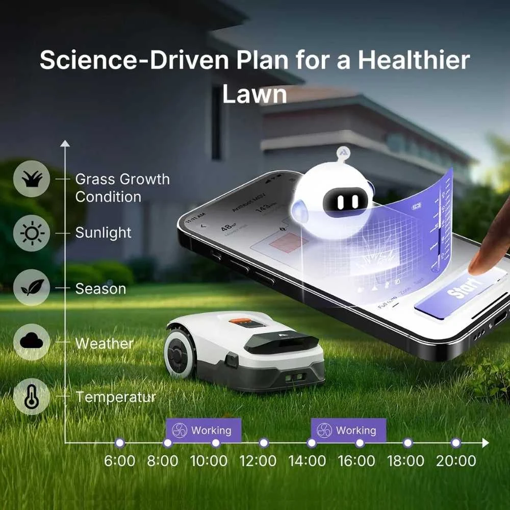 Vejos pjovimo robotas Anthbot Genie 800 1500 m², AI, RTK GPS, 3D kamera, IPX6