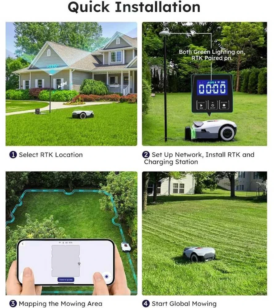 Vejos pjovimo robotas Anthbot Genie 800 1500 m², AI, RTK GPS, 3D kamera, IPX6