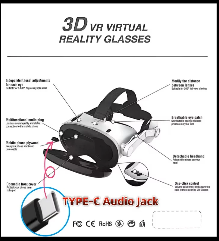 Virt. realybės akiniai Shinecon VR18E + B03 valdiklis