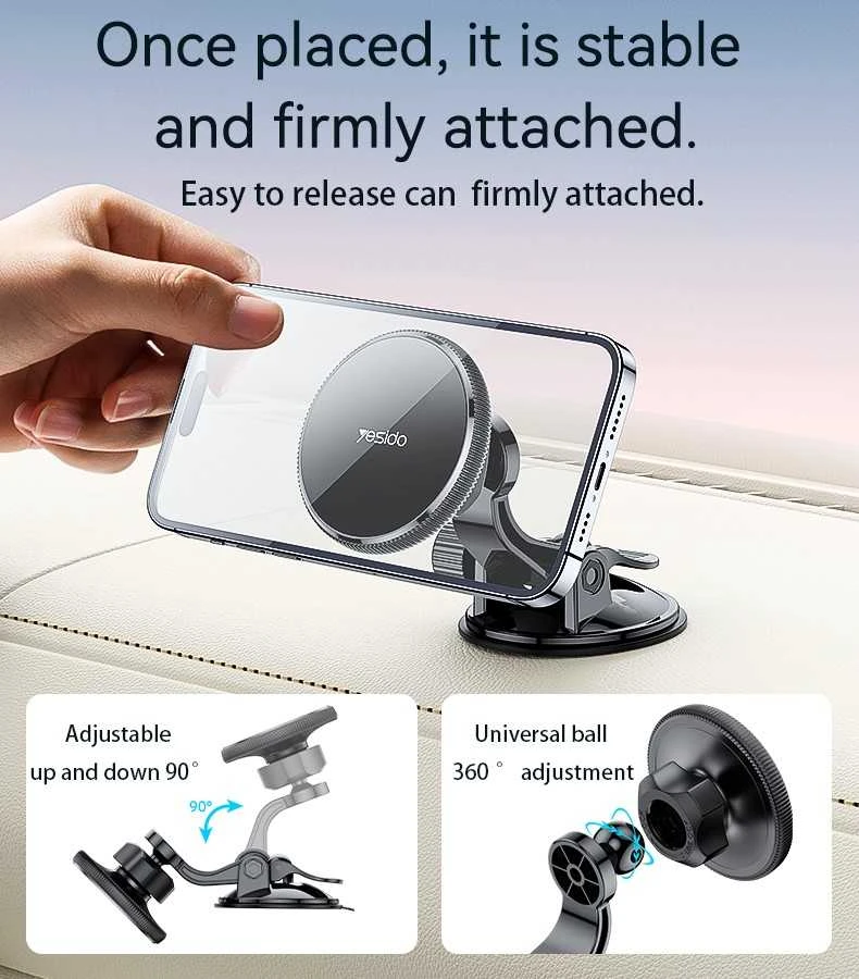 Yesido Magnetic car holder C177 to dashboard juodas