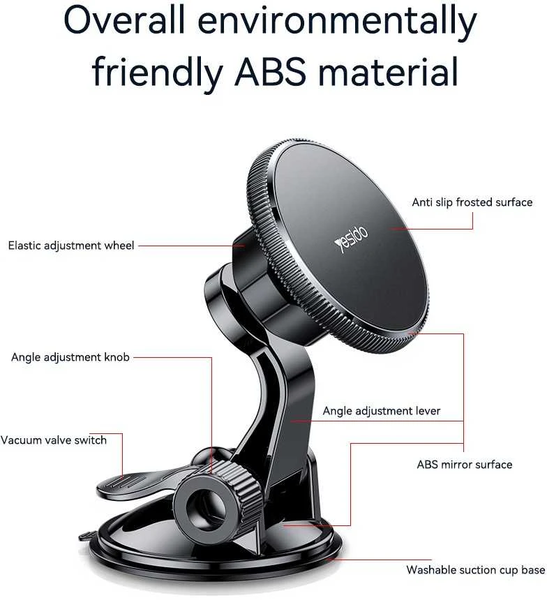 Yesido Magnetic car holder C177 to dashboard juodas
