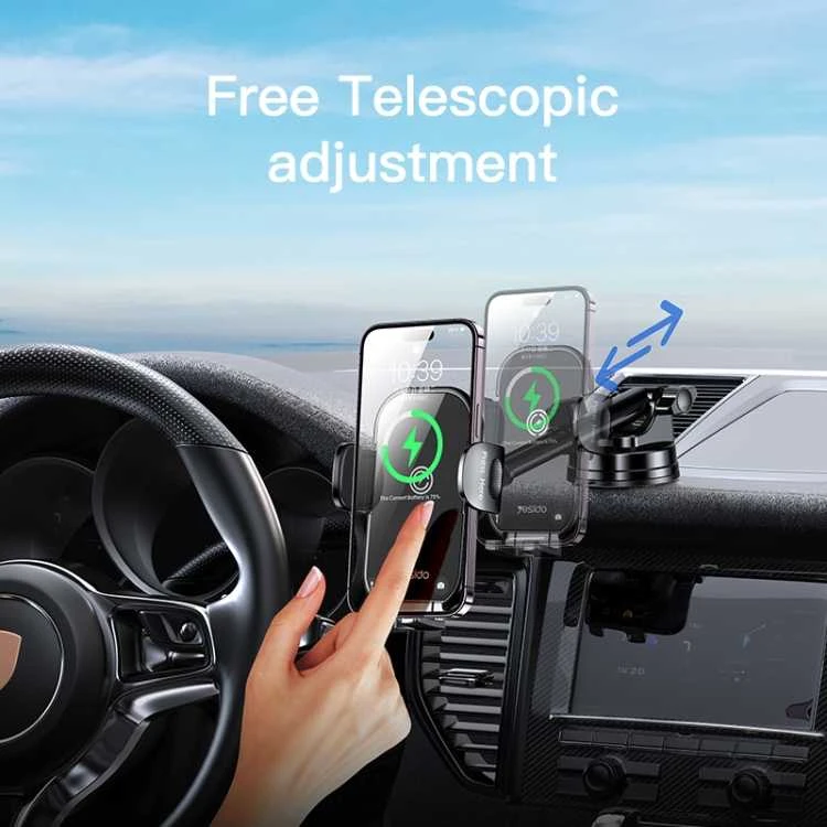 Yesido C197 automobilinis telefono laikiklis su bevieliu krovimu 15W